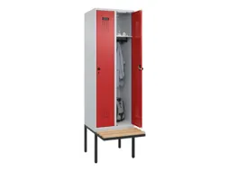 locker met bank,HxBxD 2120x600x815mm,2vak,vak B 300mm,draaigrendel