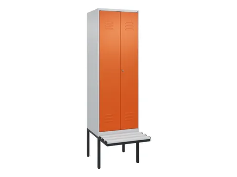 PBM-locker met bank,HxBxD 2120x600x815mm,2vak,vak B 300mm,cil.-slot