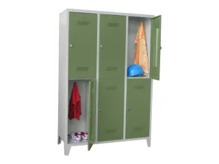 dubbeldekse locker,HxBxD 1850x1200x500mm,3x2vak.,RAL7035,front RAL6011 - 2