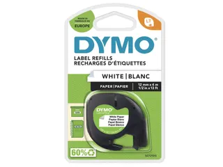 Labeltape Dymo Letratag 91200 papier 12mm zwart op wit S0721510