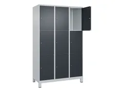 lockerkast,HxBxD 1950x1200x500mm,3x3vakken,vak B 400mm,cil.-slot