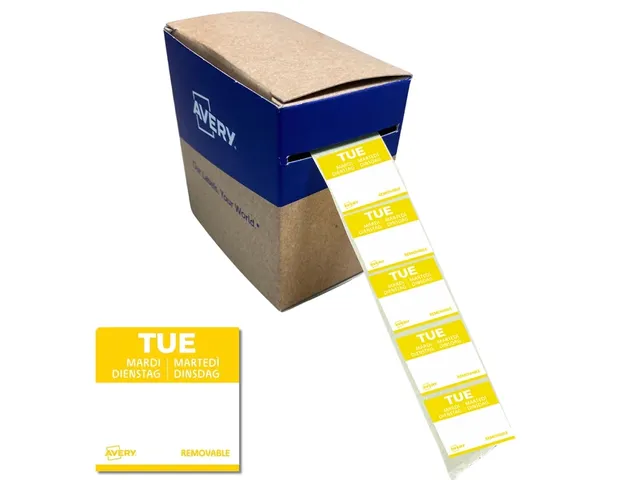 Etiket Avery HACCP dinsdag geel 25x25mm 1000 stuks