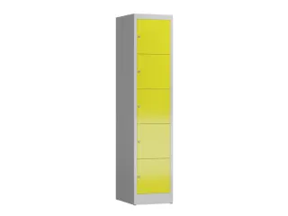 Lockerkast 1800x415x500mm 1x5 vakken cilinderslot, sokkel, RAL1018 - 1