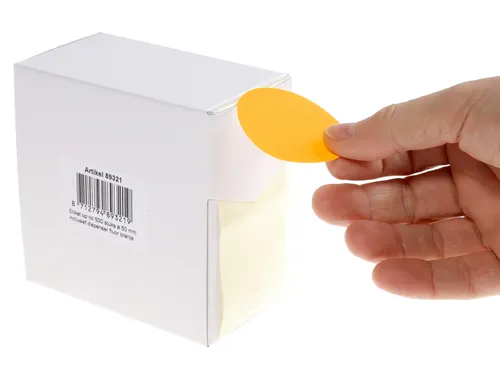 Etiketten Op Rol 50mm Fluor Oranje Met Dispenser 500 Stuks