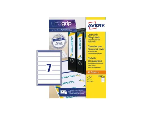 Rugetiket Avery L7702-25 smal 192x39mm zelfklevend wit 175 stuks