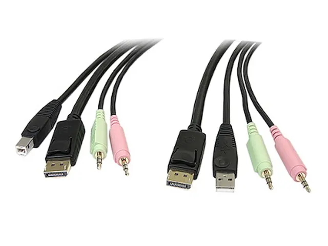 1,80m 4-in-1 USB DisplayPort KVM-switch Kabel met Audio en Microfoon