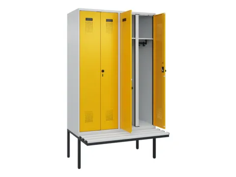 locker met bank,voor scheiding van kleding,HxBxD 2120x1200x815mm,4vak