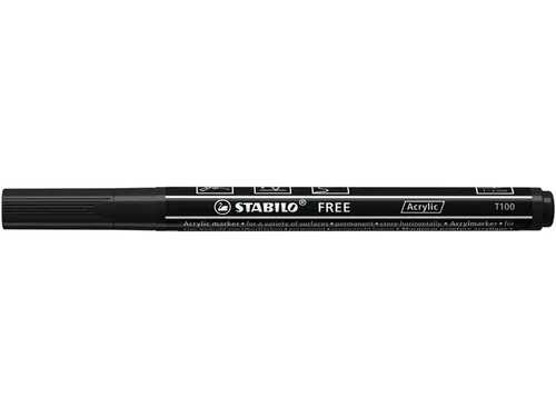 Acrylmarker STABILO Free Acrylic T100 zwart 1-2mm