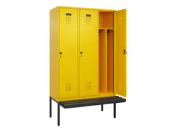 locker met bank,voor scheiding van kleding,HxBxD 2120x1200x815mm,3vak