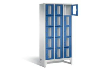 Lockerkast 1850x900x500mm 3x5 vakken Cilinderslot Poten, RAL5010 - 1