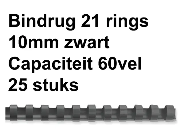 Bindrug Fellowes 10mm 21-rings A4 zwart 25stuks