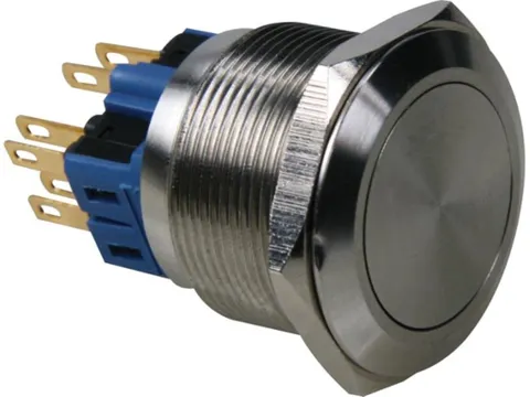 Drukknop - Plat - Roestvrij Staal - Dpst 1NO 1NC