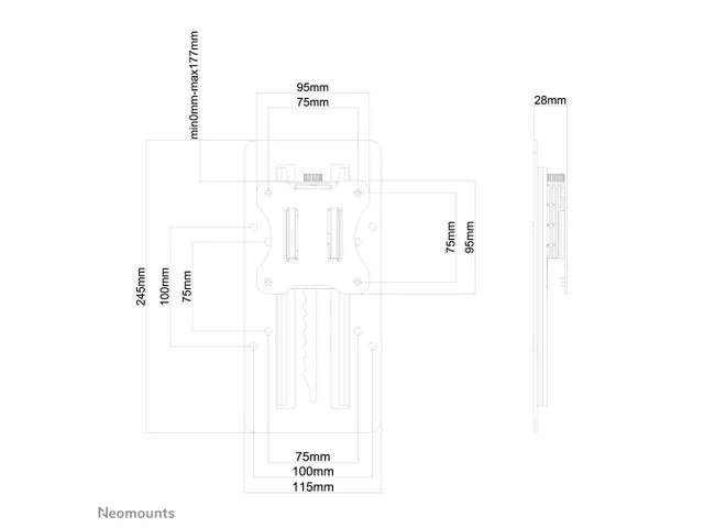 Neomounts FPMA-LIFT100BLACK Hoogteverstelbare VESA-adapter - max 8 kg