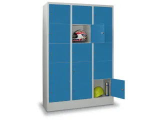 lockerkast,HxBxD 1850x1200x500mm,3x5vakken,RAL7035,front RAL5012 - 2
