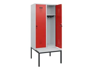 locker met bank,HxBxD 1950x800x815mm,2vak,vak B 400mm,draaigrendel - 1
