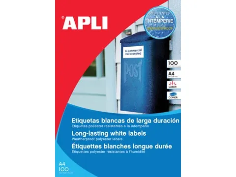 Waterbestendig Etiket Wit A4 210x297mm 100 Stuks