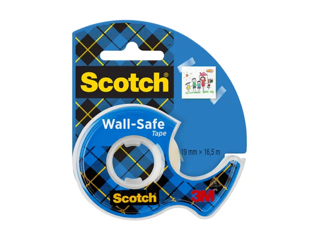 Ruban ahésif Scotch 19mmx16,5m Wall Safe + dévidoir