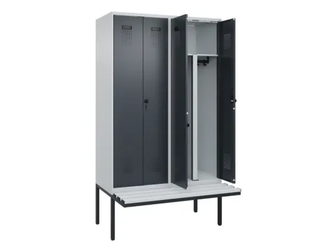 PBM-locker met bank,HxBxD 2120x1200x815mm,4vak,vak B 300mm