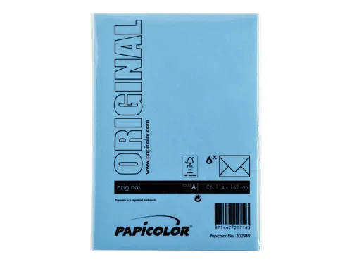 Envelop Papicolor C6 114x162mm Hemelsblauw Gegomd