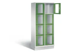 Lockerkast 1800x810x500mm 2x4 vakken Cilinderslot, Sokkel, RAL6011