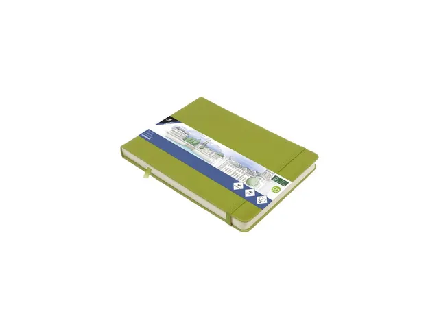 Schetsboek Kangaro A5 landscape lime green PU HC 80 vel 140gr roomwit