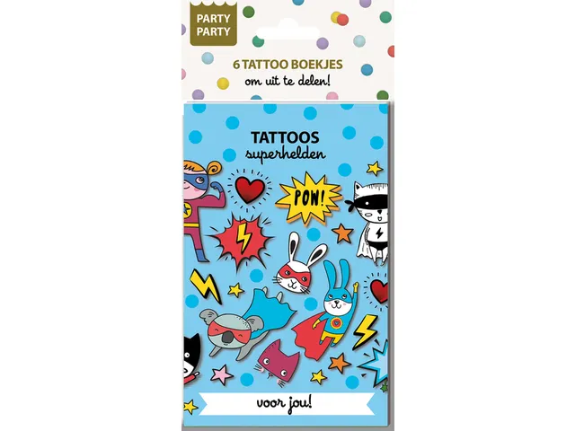 Interstat Party Party Tattoo uitdeelboekjes Superhelden 6 stuks