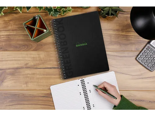Notitieboek Rhodia Greenbook recycled A4+ lijn Hard Cover Zwart
