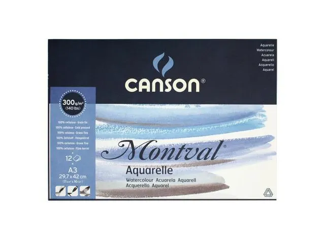 Montval aquarel wit fijne korrel 300g/m² A3 12 vellen
