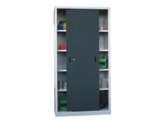 schuifdeurkast,HxBxD 1950x1000x600mm,RAL7035,front RAL7016