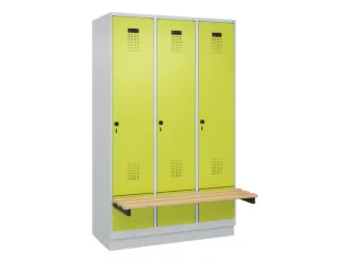 locker met bank,HxBxD 1950x1200x815mm,3vak,vak B 400mm,draaigrendel - 2