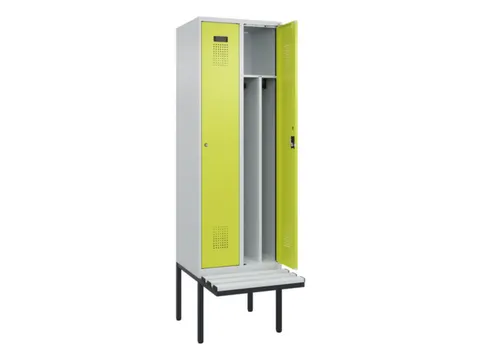 locker met bank,voor scheiding van kleding,HxBxD 2120x600x815mm,2vak