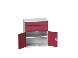 ladekast HxBxD 900x800x550mm 2laden 2deuren RAL7035 front RAL3004