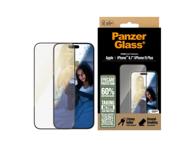 PanzerGlass EyeCARE Screen Protector iPhone 16 Plus | 15 Plus |