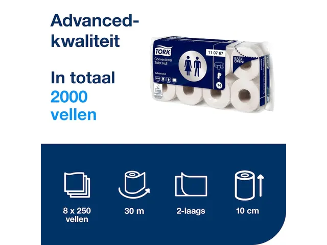 Toiletpapier Tork T4 110767 2-Laags 250 Vel Advanced Xl 64 Rollen