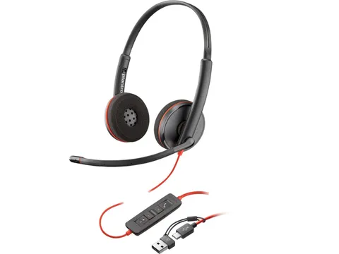 Blackwire 3220 Stereo USB-C/A Headset 3.5mm zwart on-ear