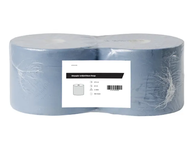 Poetsrol verlijmd blauw 2-laags 2 rol 360m