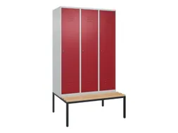 locker met bank,HxBxD 2120x1200x815mm,3vak,vak B 400mm,cil.-slot