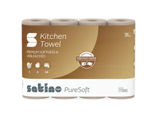 Keukenrol Satino 175891 PureSoft 3laags 4x64 vel naturel - 2
