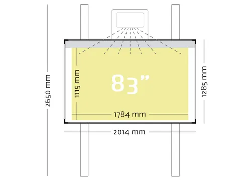 Projectiebord 128x201cm kolom Extraflat mat wit touch finger