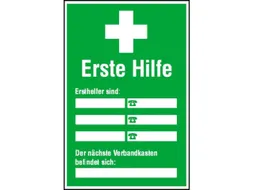 affiche,EHBO-gids,aluminium,lang nalichtend,groen/wit/zwart