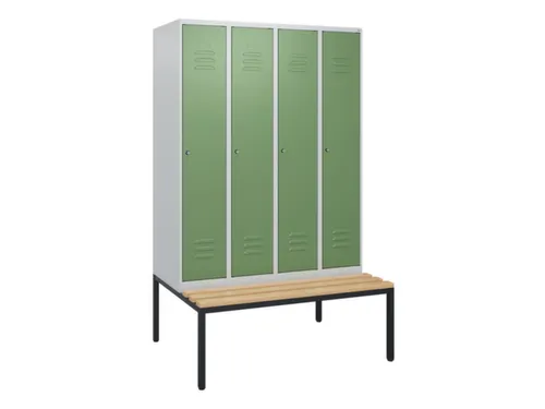 locker met bank,HxBxD 1950x1200x815mm,4vak,vak B 300mm,cil.-slot