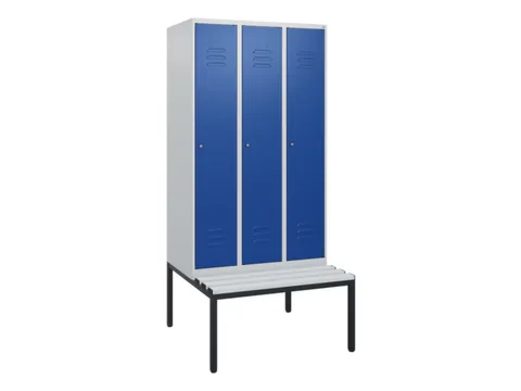 locker met bank,HxBxD 1950x900x815mm,3vak,vak B 300mm,cil.-slot