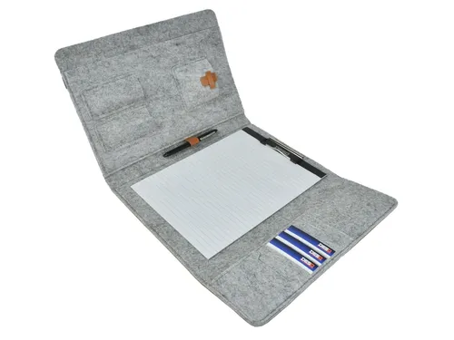 DESQ Schrijfmap A4 Dutch Design Grijs vilt met clipboard en elastiek