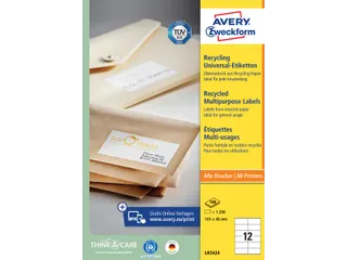 Etiket Avery Zweckform LR3424 105x48mm recycled Wit 1200 stuks - 2