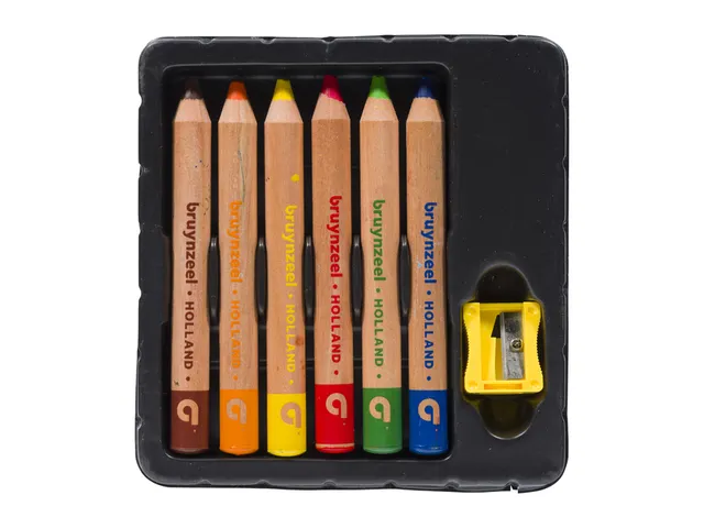 Crayon de couleur Bruynzeel Kids Soft + taille-crayon 6 couleurs