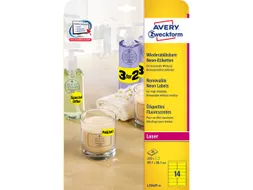 Adresetiket Avery 99.1x38.1mm Neongeel 25 Vel 14 Etiketten Per Vel