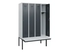 locker met bank,HxBxD 1950x1200x815mm,4vak,vak B 300mm,cilinderslot