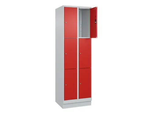 lockerkast,HxBxD 1950x600x500mm,2x3vakken,vak B 300mm,cil.-slot,sokkel
