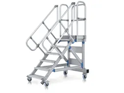 bordestrap,verrijdbaar,bordes H 1,25m,5treden,60° helling,aluminium