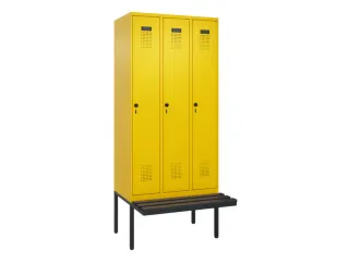 locker met bank,voor scheiding van kleding,HxBxD 2120x900x815mm,3vak - 2